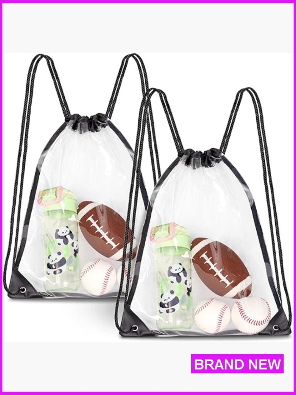 Clear Drawstring Backpacks 2-Pack Stadium Approved Concert Travel Gym